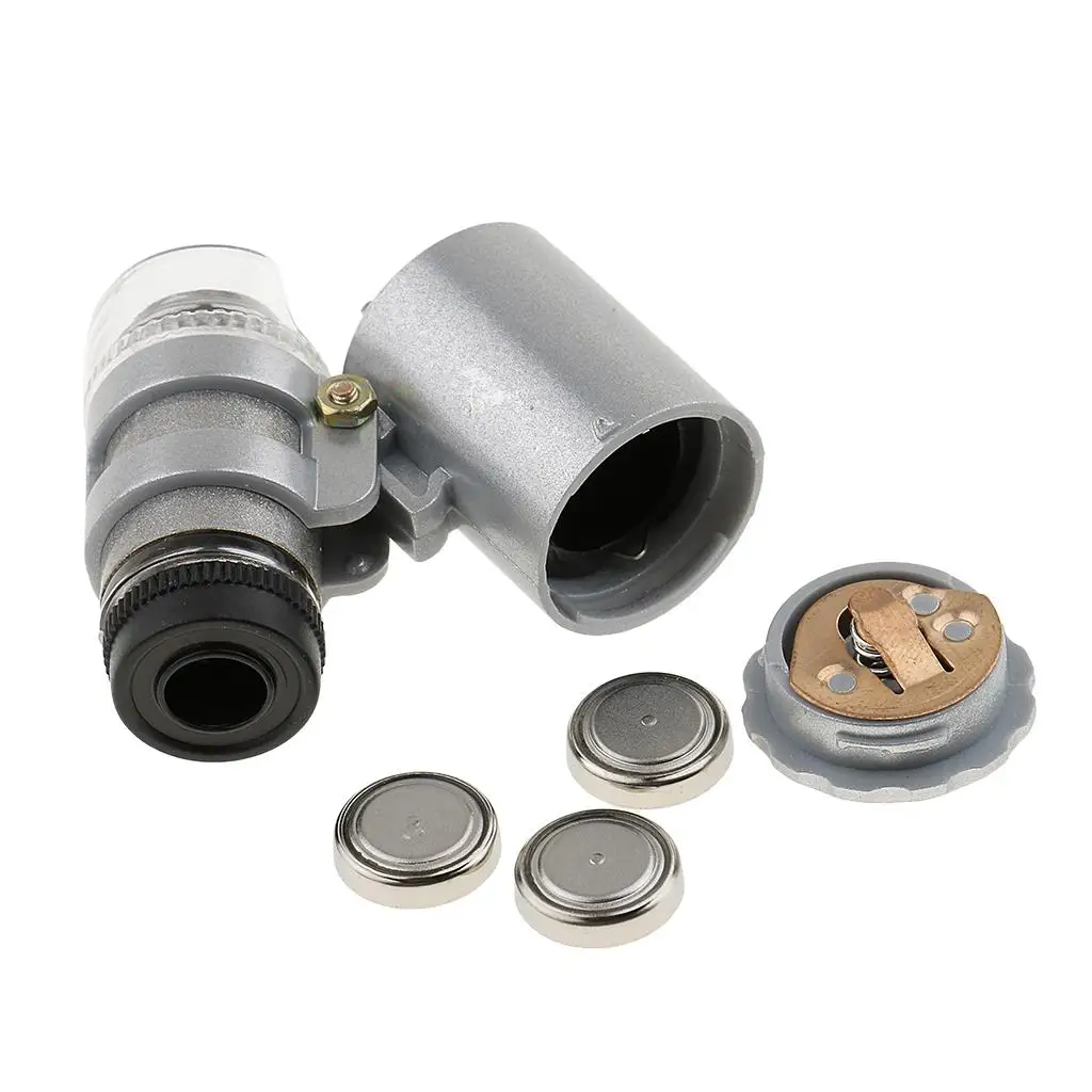 60X Jewelry Loupe Magnifier with LED Light Metal Plastic Design Mini Microscope for Currency and Jewelry Verification