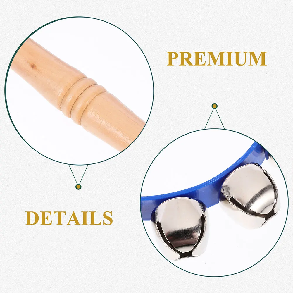

4 Pcs Hand-ring Teaching Aids Kids' Instrument Accessories Tambourine Blue Wood