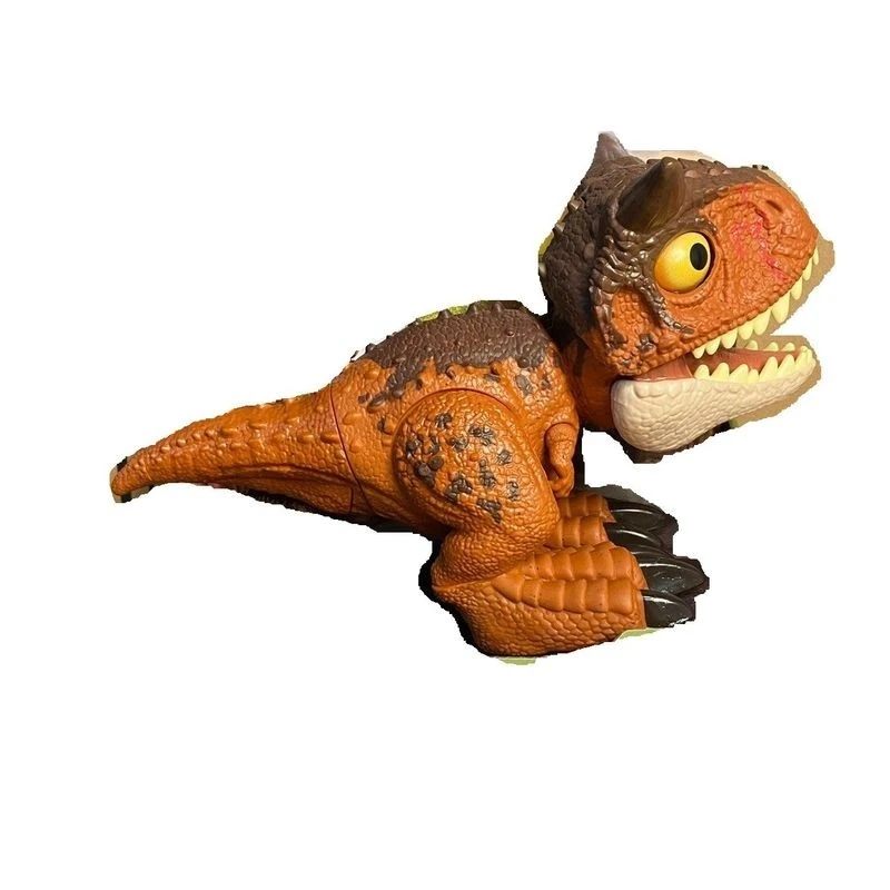 Jurassic World Chibi Carnotaurus Pvc วัสดุ Interactable เสียงกินเนื้อไดโนเสาร์เดสก์ท็อปเครื่องประดับของเล่นเด็กของขวัญ