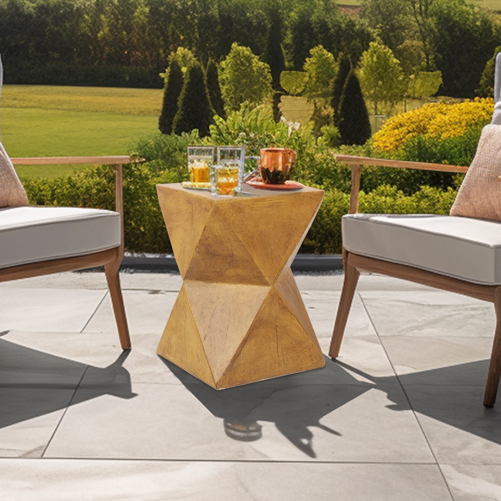 Modern Concrete Side Table, Accent End Table for Outdoor Patio Garden, Stylish Decor for Home Living Room