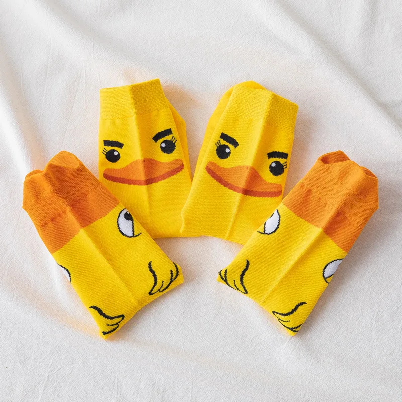 Chicken Cartoon Socks Men Women Korean Version Trend Expression Duck Happy Funny Couple Cotton Socks Gifts Calcetines Divertidos