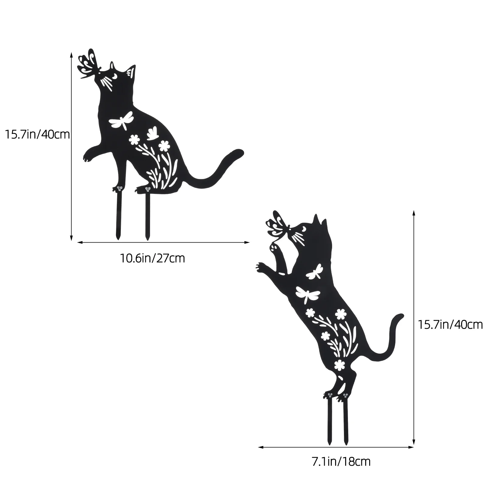 2 قطعة ساحة في الهواء الطلق الحيوان حصة الحديد حديقة القط إدراج ديكور الحديقة زخرفة حديقة حصص ديكور الحيوان حصص الفناء