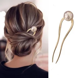 Nuove forcine per capelli con perle coreane a forma di U in metallo con conchiglia fermaglio per capelli donna ragazze bastoncini per capelli creatore di panini accessori per lo Styling dei capelli regali