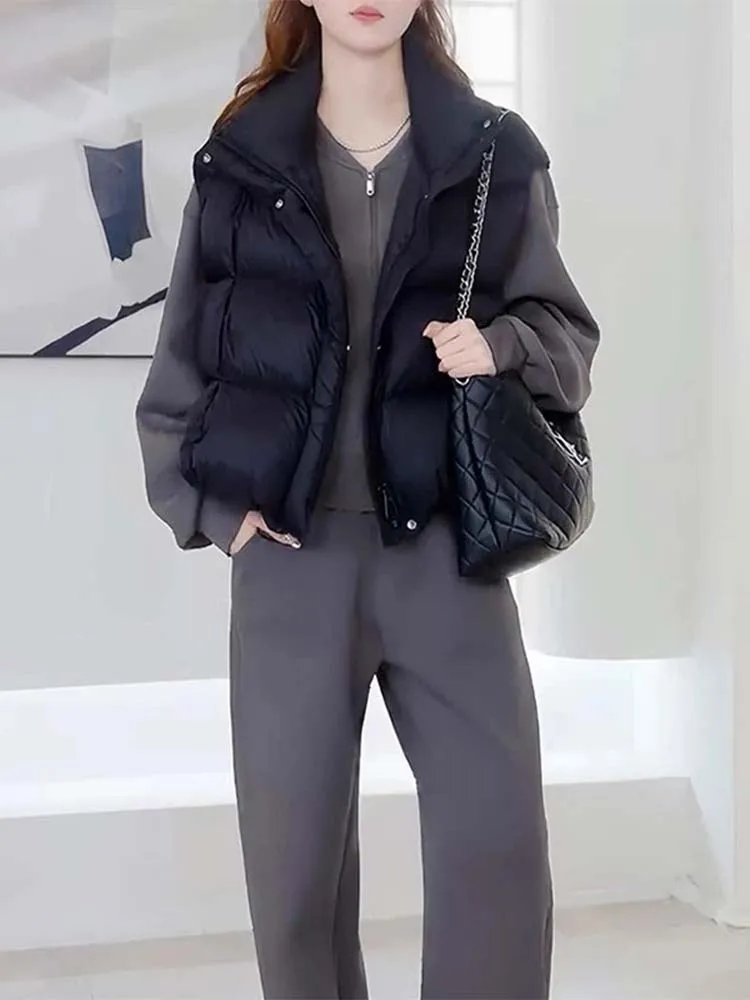 

Корейский женский пуховый хлопковый жилет, модный уникальный осенне-зимний верхний костюм, теплый дизайн, не скрытый дизайн