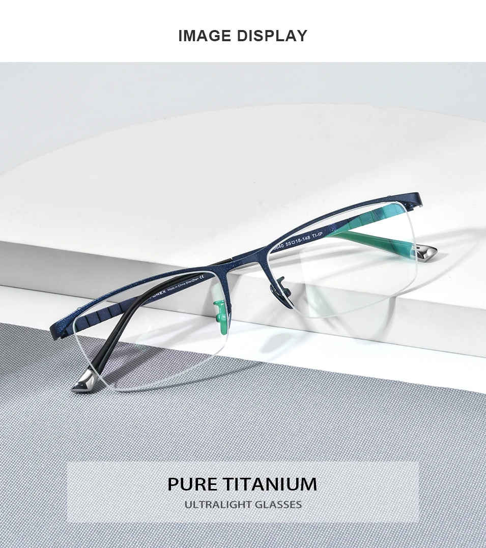 FONEX Brillengestell aus reinem Titan für Herren, neues Markendesign, quadratische Brillen, halbrandhalbrandlose japanische ultraleichte Brillen 85640 – Detail 2