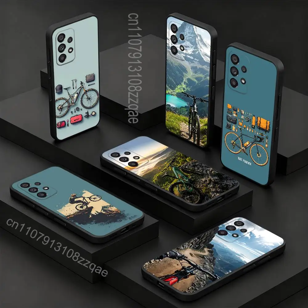 Mountain Bike MTB Phone Case For Samsung  A73,72,51,53,52,71,22,5G,Note,J7,8,9 Classic Versatile Black Soft Shell