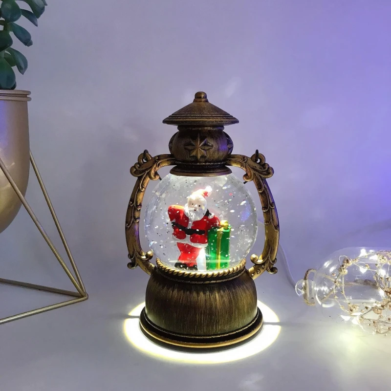 Antique Brass Christmas Music Box with Dancing Christmas Snowman Deer Sleigh Battery Powered for a Merry Christmas Birthday Gift