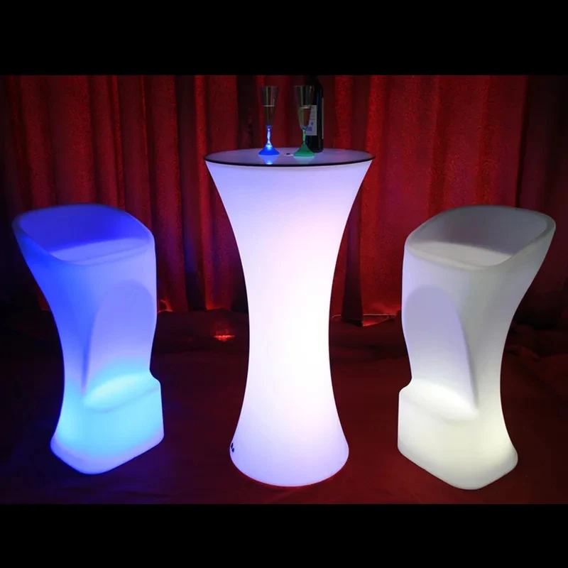 Colorful Rechargeable Wine Table, LED Bar Furniture, Waterproof Luminous Cocktail Table, KTV Disco Bar Supplies, New