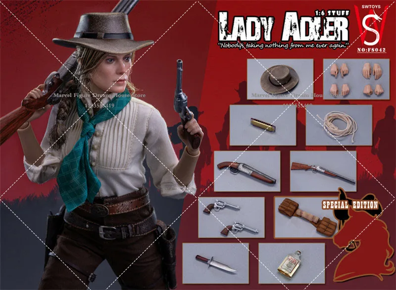 In Stock SWTOYS FS042 1/6 Scale Collectible Lady Adler US West Cowboy Style 12'' Female Soldier Moveable Action Figure Model