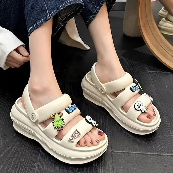 

Ladies EVA Sandals Shoes Slip-on Platform Women's Slides Flat Casual Slippers Thick Bottom Outdoor Casual Beach Shoes Buckle