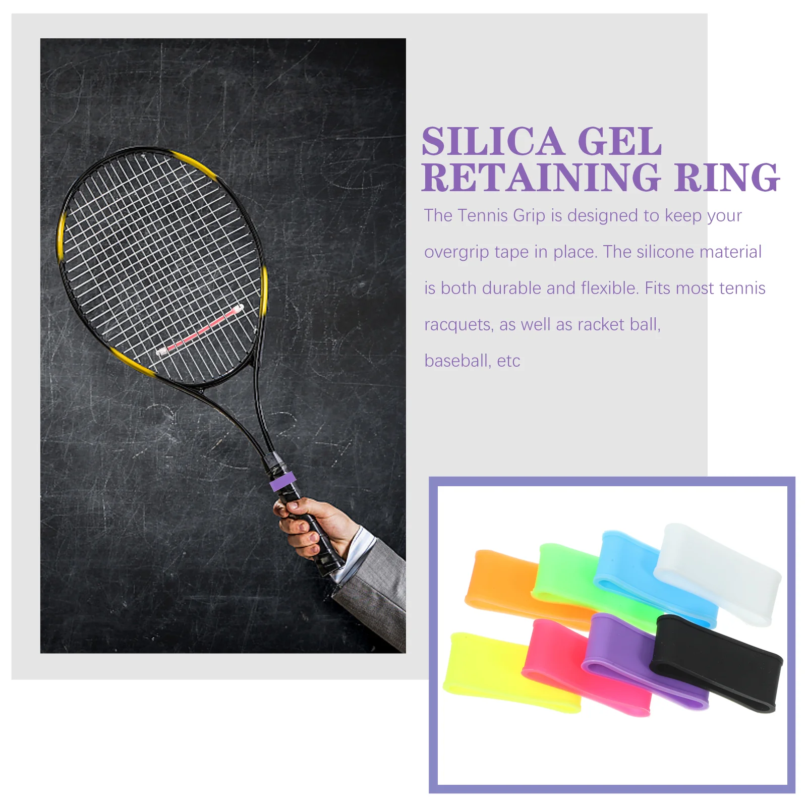 16 Stück Universal-Tennisschläger-Silikon-Festring, elastisch (zufällige Farbe, 16 Stück), rosa Kugeln, Silikagel-Ringe