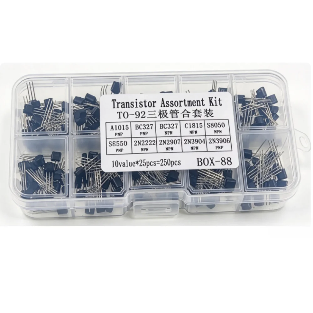 250pcs TO-92 Transistor Assortment Kit 10 Values 25pcs Each Boxed