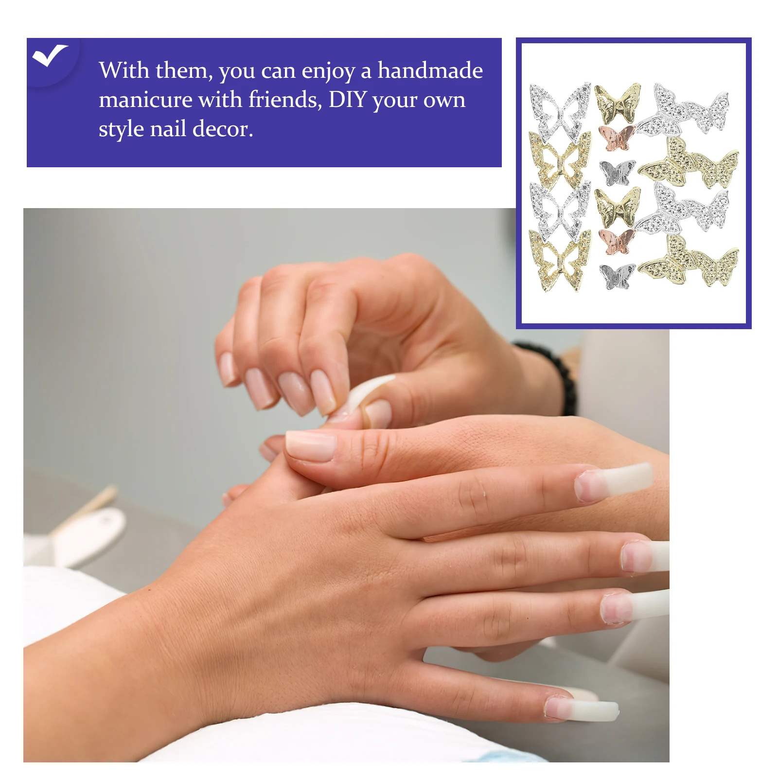 

40Pcs Womens Nail Charms Cute Butterfly Nail Decor for DIY Manicure Art Sparkle Accessories Ideal for Party Vacation Graduation