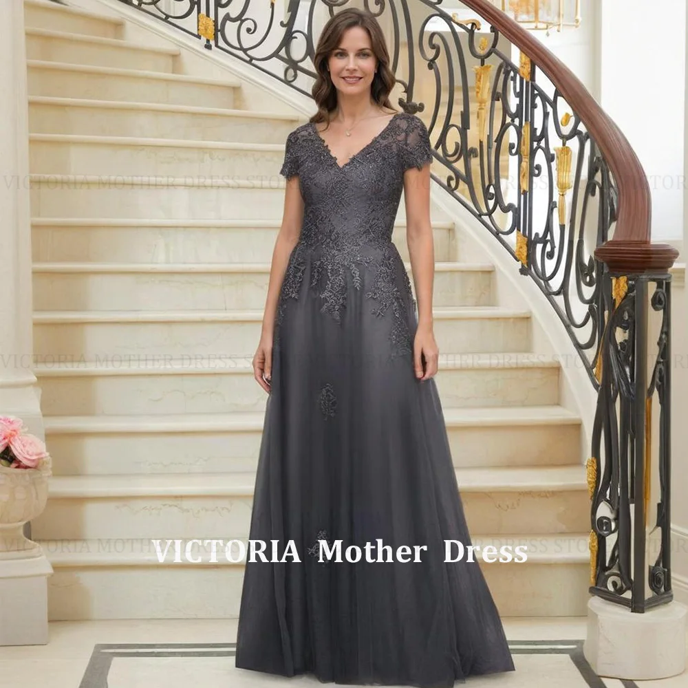 

VICTORIA Customized Elegant Mother of the Bride/Groom Dresses 2026 A-Line V-Neck Lace Appliques Long Wedding Guest Party Gowns