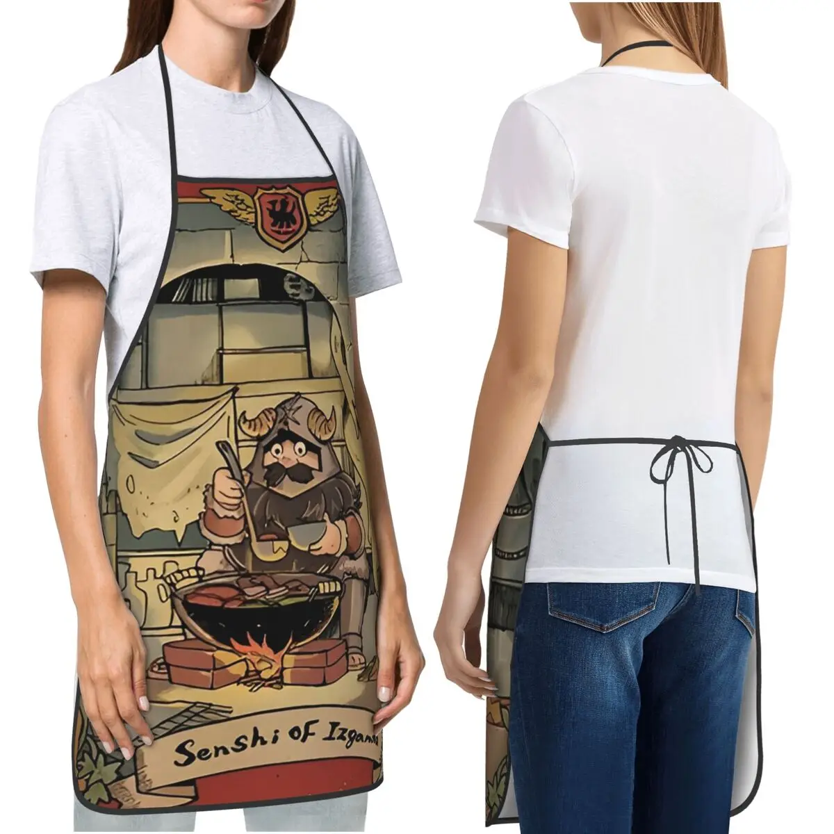 Delicious In Dungeon Senshi Cooking Anime Apron Chef Cooking Baking Tablier Bib Kitchen Cleaning Pinafore for Women Men Painting