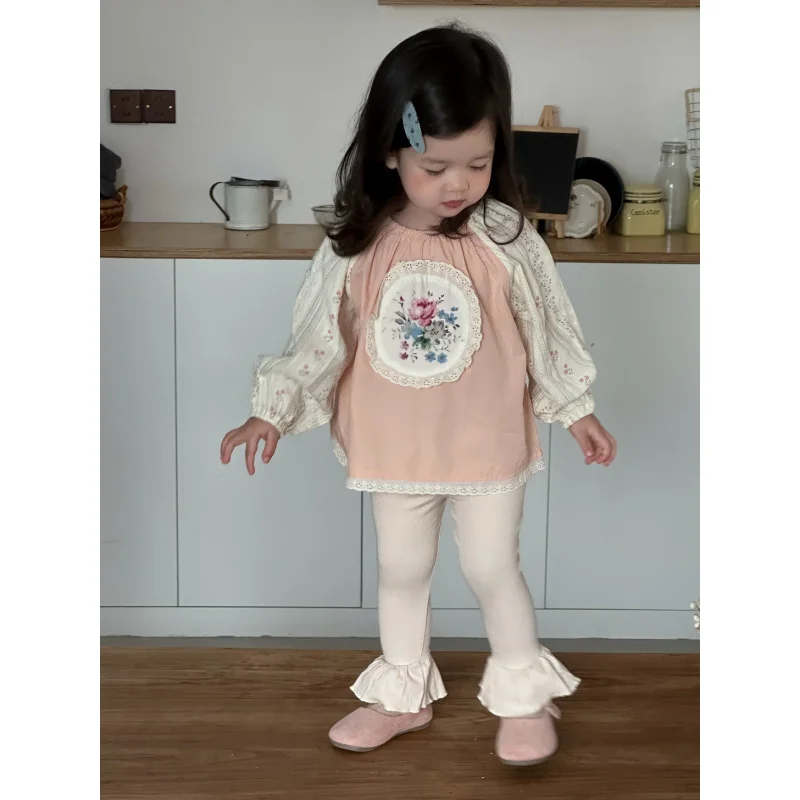 9.29New وصول ملابس الأطفال2025 الخريف ملابس الطفل الفتيات دمية قميص طماق مجموعة