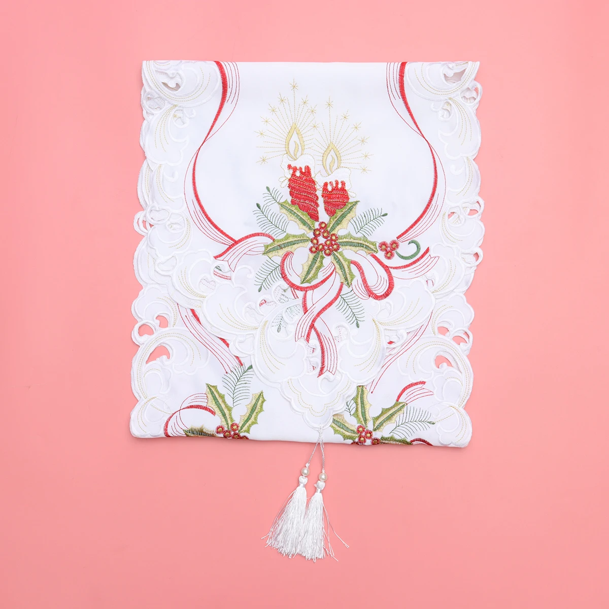 

Christmas Table Runner 40*180Cm Embroidery Tablecloth Rustic Style Dustproof Protector For Home Restaurant Wedding Party