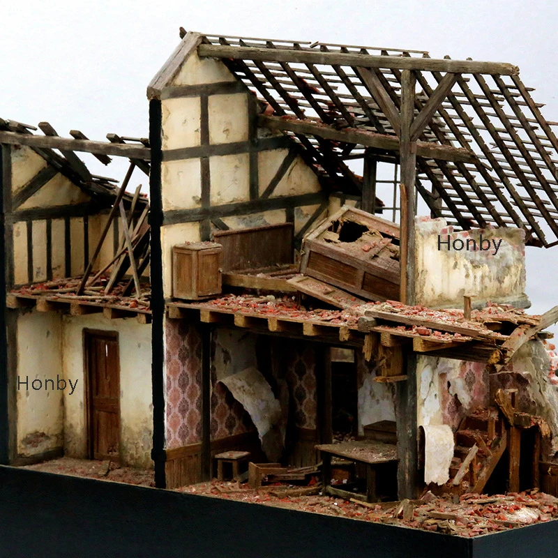 1/35 Model Scenario Suite DIY Handmade Materials Scenario Architecture War Damaged Buildings And Houses Scale Model