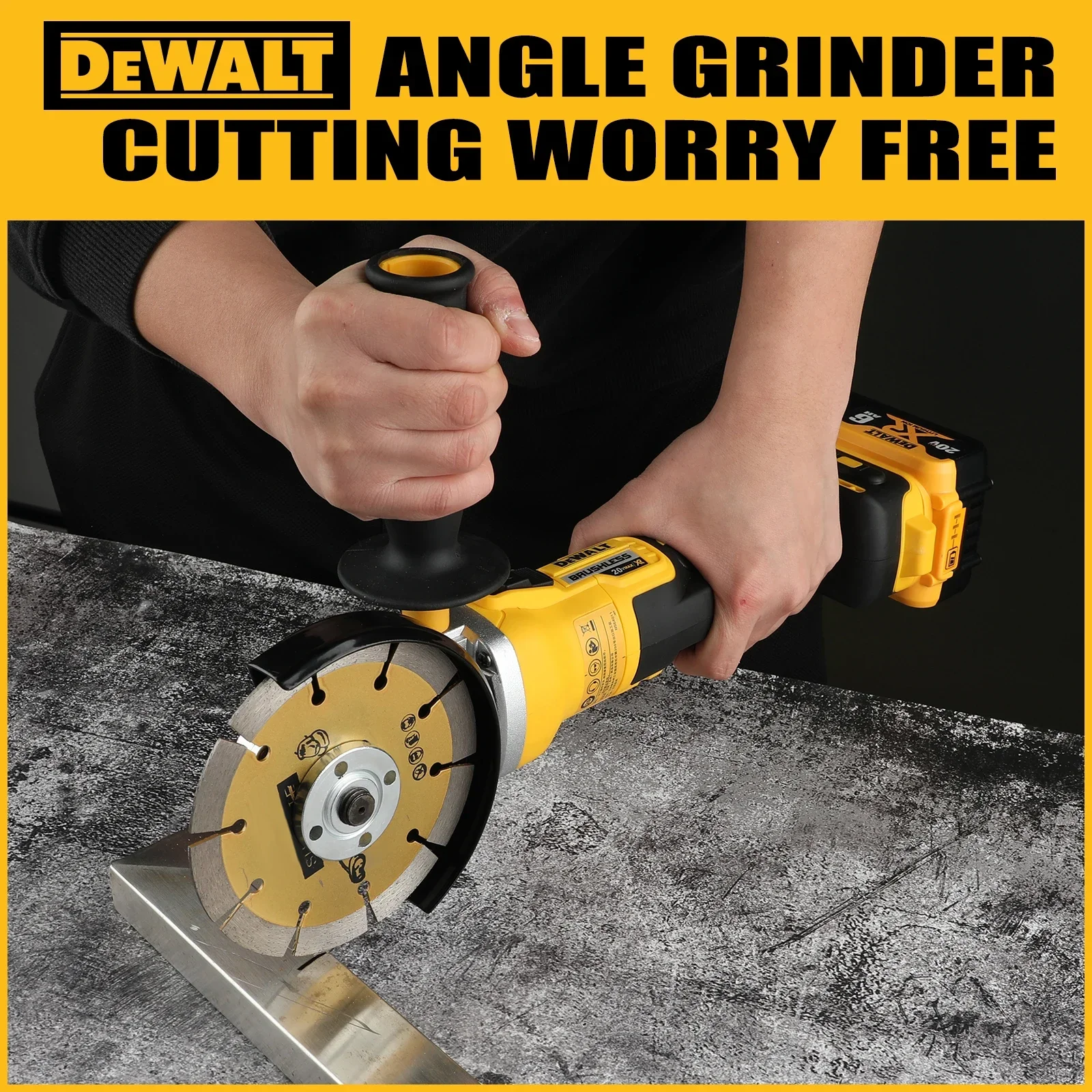 2025년 신제품 DEWALT DCG405FN 125mm 플랫 헤드 앵글 그라인더 - 본체만, 18V 리튬 - 정밀 절단용 브러시리스 공구