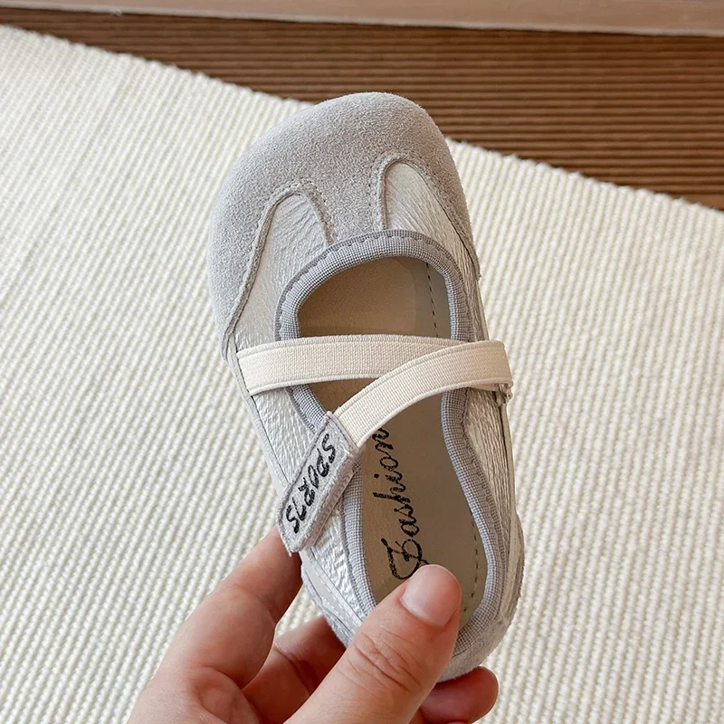 Mädchen Casual Mary Jane Sneaker, Ballerinas mit gekreuzten elastischen Riemen, leichte Weichsohlen-Wanderschuhe für Mädchen Frühling Herbst – Detail 5