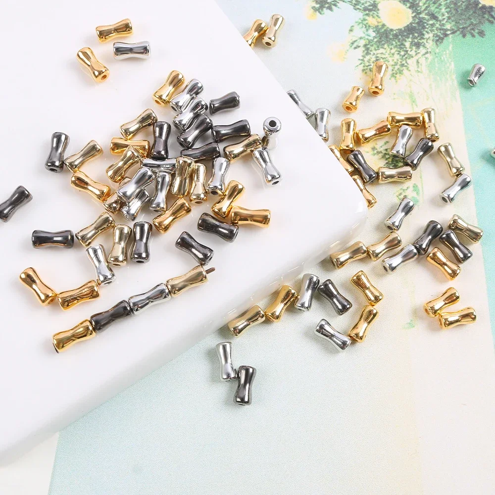 200pcs Bamboo CCB Spacer Beads Gold Color Loose Beads For Jewelry Making Supplies DIY Charms Bracelet Accessories