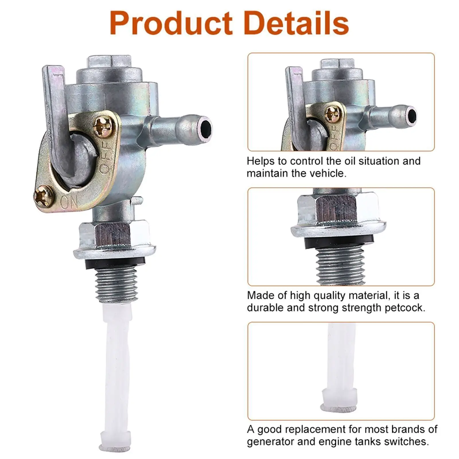 Motocicleta ATV Valve Tap, Petcock Generator, Válvula de desligamento do tanque de combustível, Substituição do interruptor de válvula do motor automotivo, 2pcs