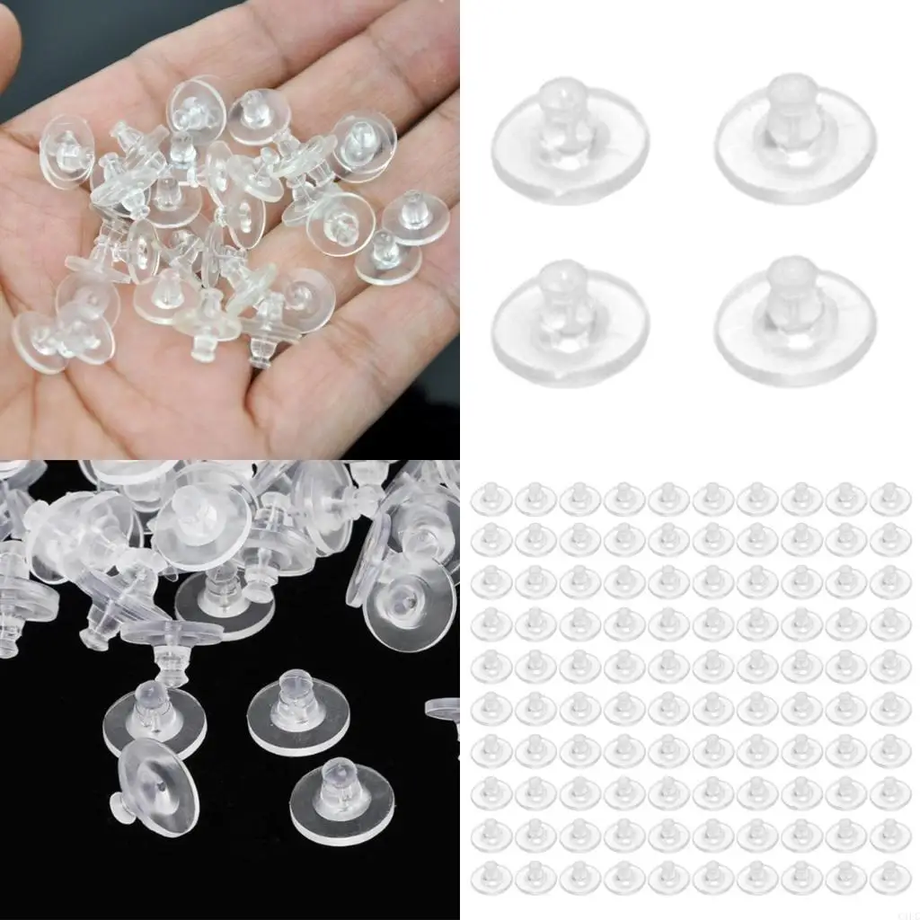 

Упаковка из 100 прозрачных силиконовых пробок для сережек, резиновых заглушек для ушей для любителей DIY