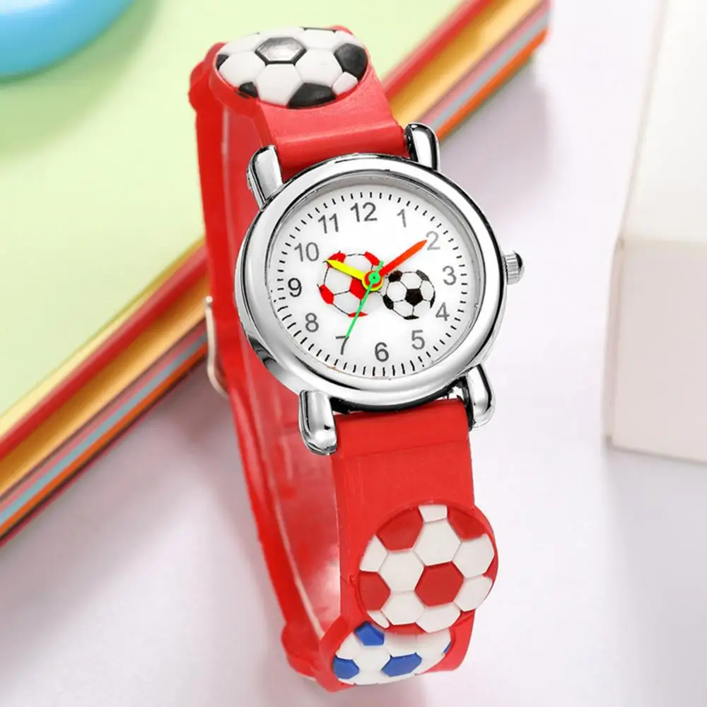 Kinder Horloge 3d Voetbal Patroon Kids Watch Jongens Meisjes Polshorloge Cadeau Cartoon Kinderen Polshorloge Student Tijd Klok