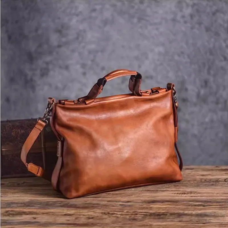 Vintage Designer Genuine Leather Men's Messenger Bag Casual High Quality Soft Real Cowhide Outdoor Travel Work Shoulder Bag