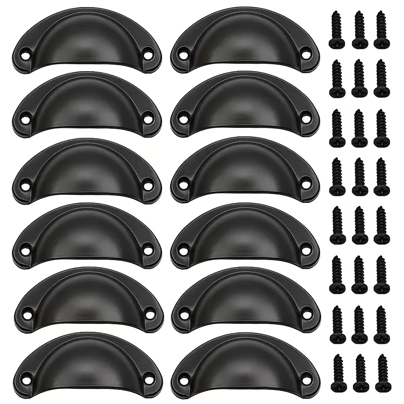 

Retro Drawer Knobs Shell Cabinet Handle Mini Bronze Metal Handles Antique Brass Matte Furniture Handle 2.6-Inch Spacing 12sets