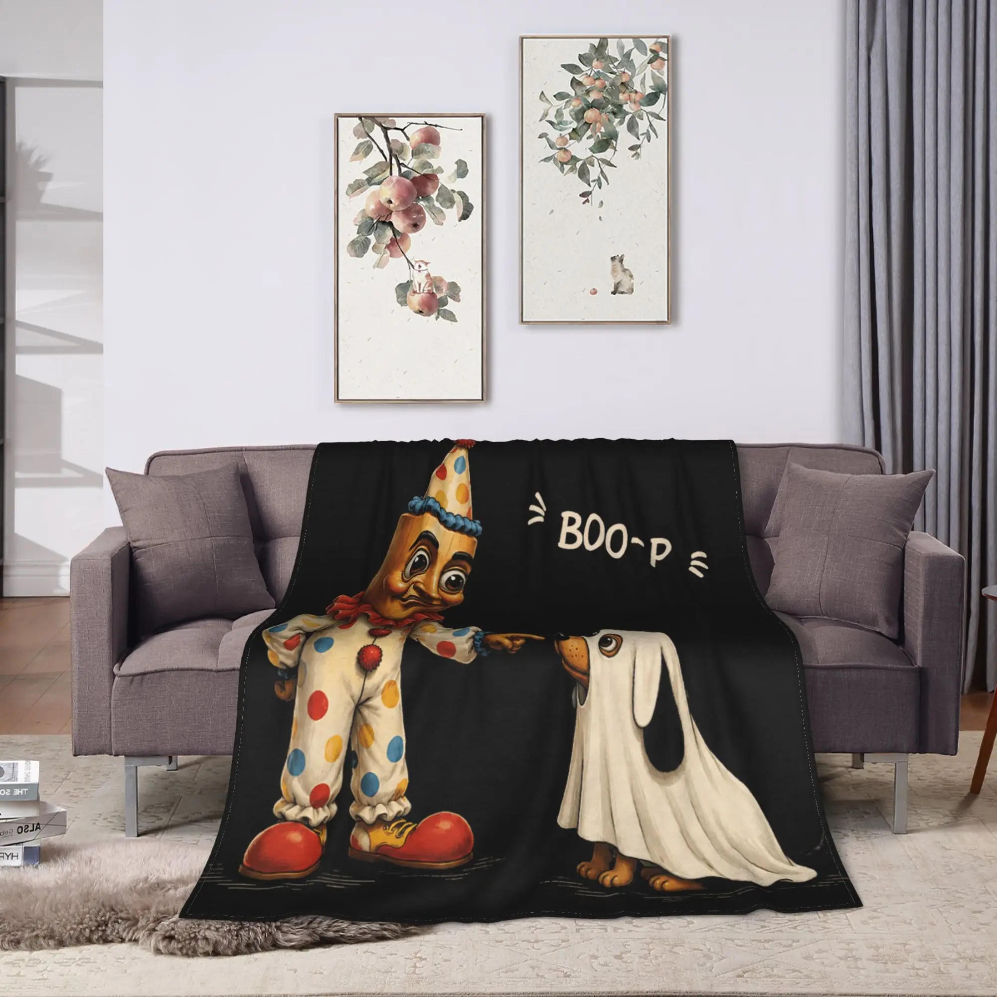 Super Soft Blanket Camping Tung Tung Sahur Dog Ghost Nose Boop Halloween Dog Lover Throw Blanket Novelty  Bedspread For Outdoor
