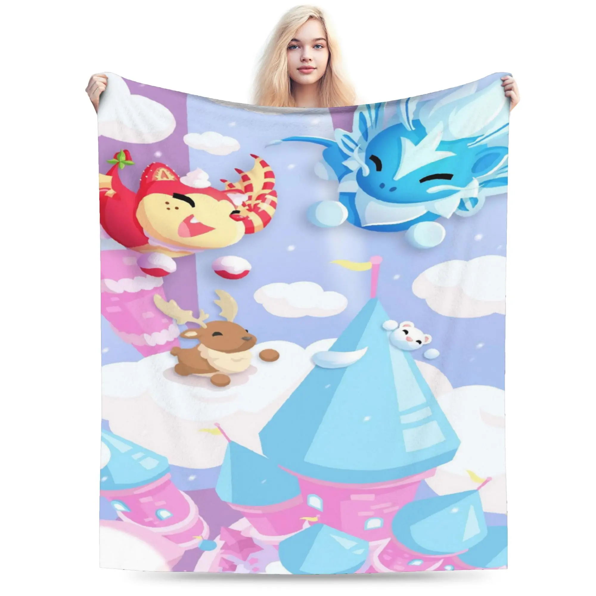 Adopt Me cartoon game Blankets Flannel  Cozy Super Soft Throw Blanket for Bedding Bedspreads