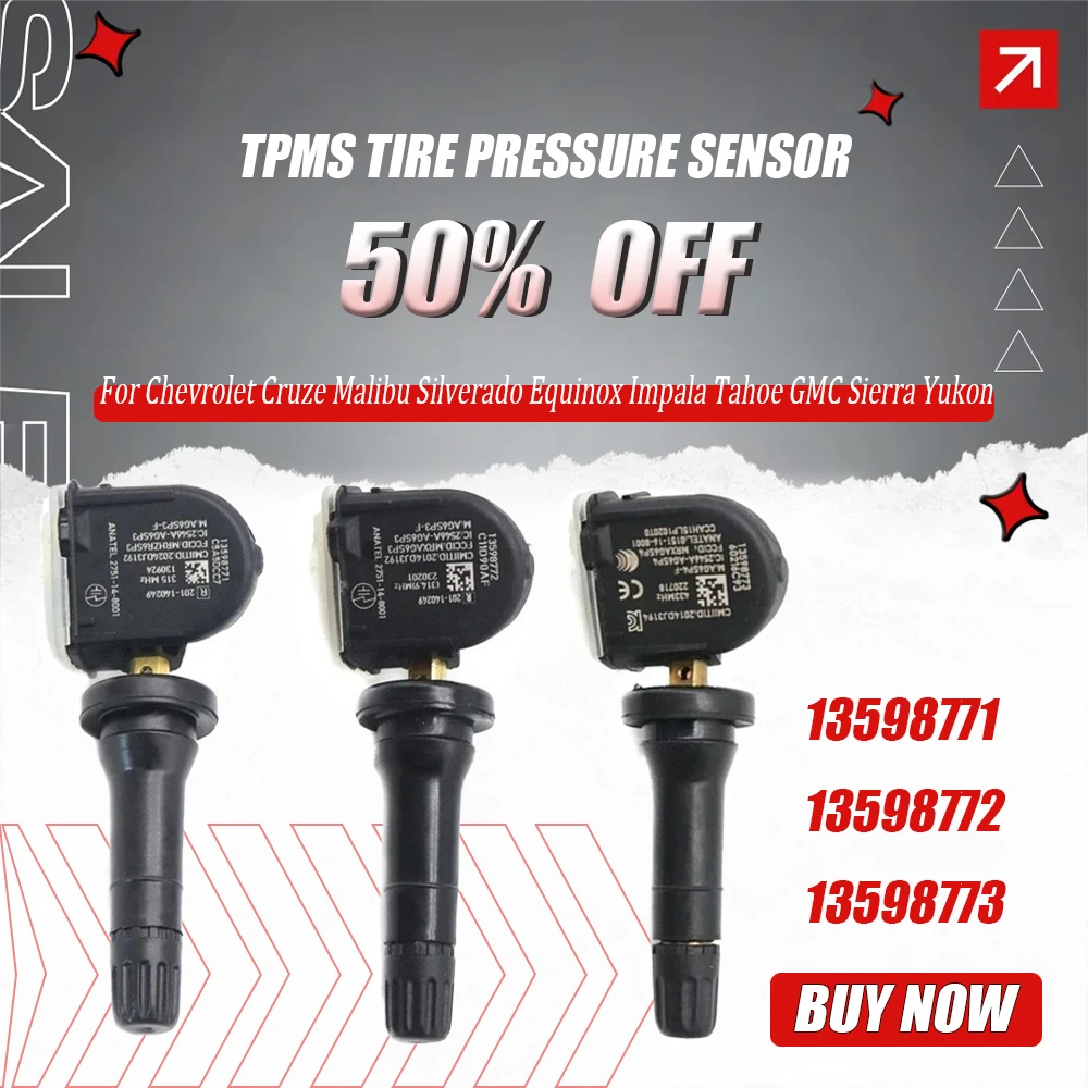 

TPMS Tire Pressure Sensor 13598771 13598772 13598773 for Chevrolet Cruze Malibu Silverado Equinox Impala Tahoe GMC Sierra Yukon