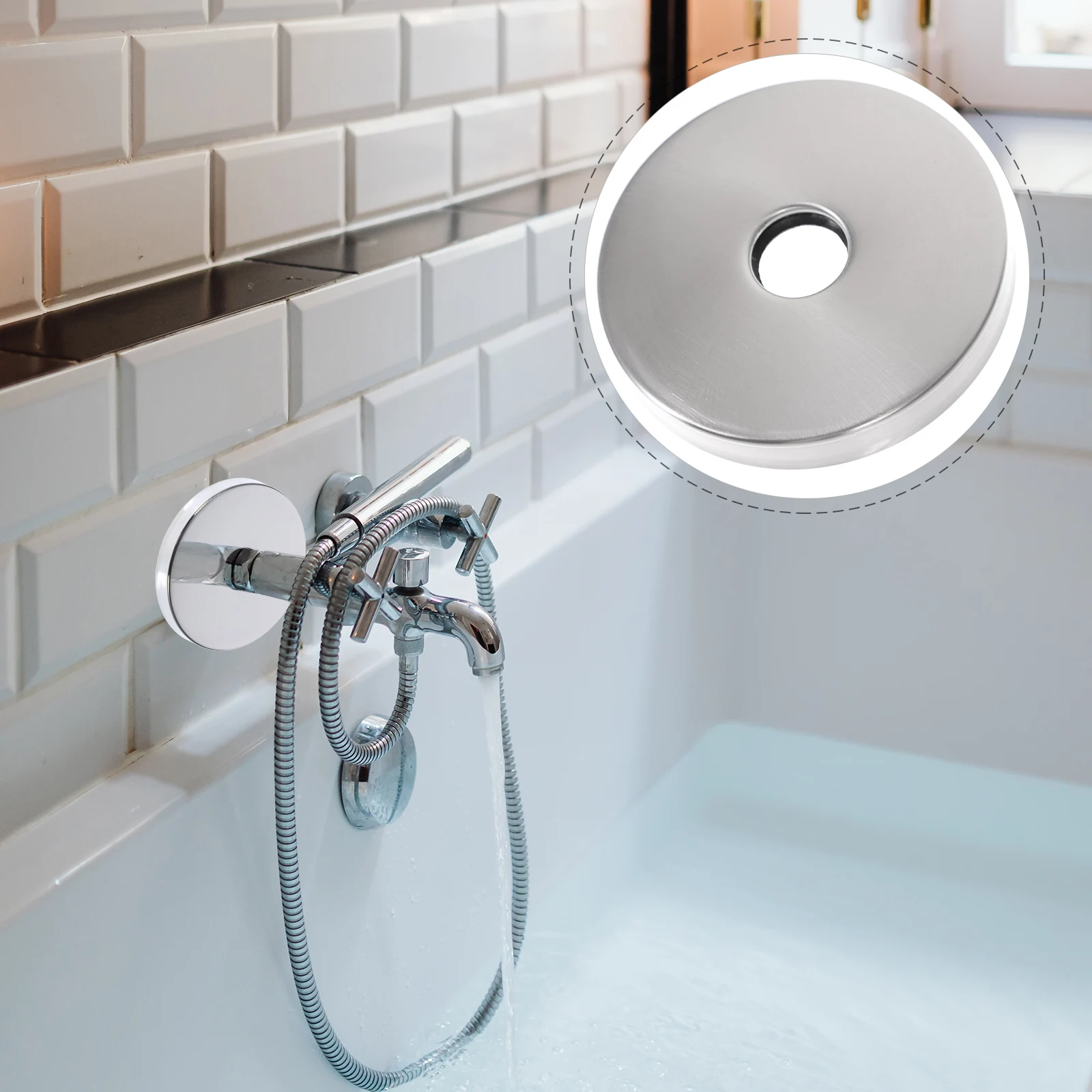 

Escutcheon Plate Wall-Mounted Durable Stainless Steel Rubber Spacer For Bathroom Gaps Pipes Radiators Faucets Plumbing Wall