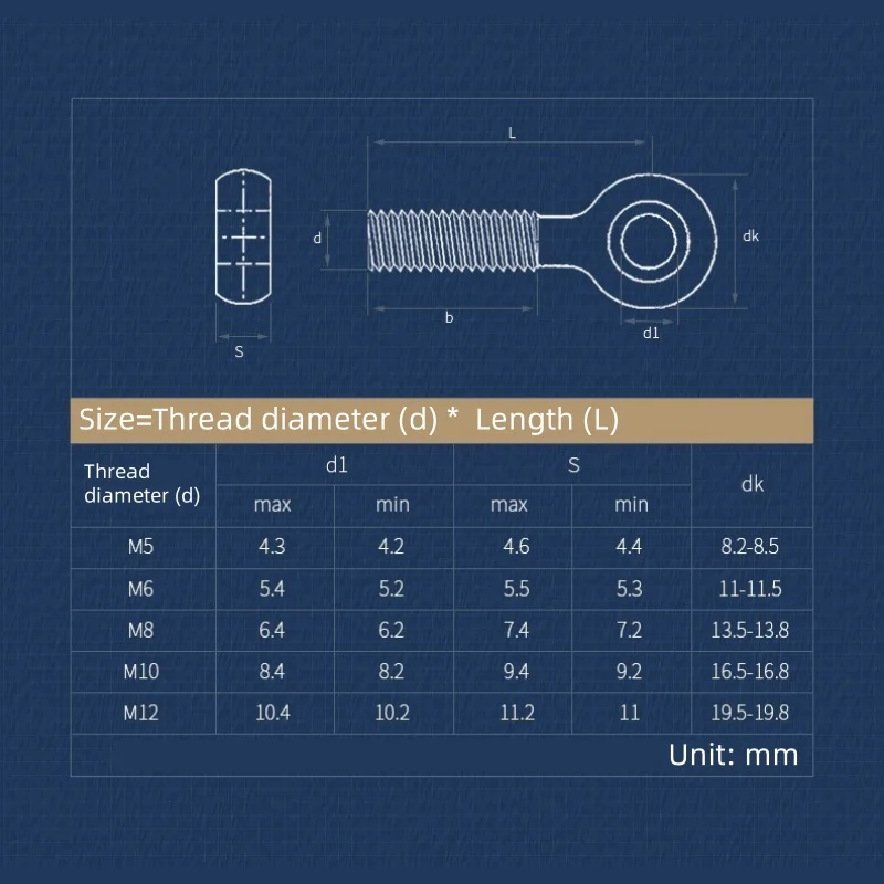 1~3Sets 304 Stainless Steel Ring Link Bolt Fisheye Eye Slip Hole Screw and Wing Butterfly Nuts combination Set M5 M6 M8 M10 M12