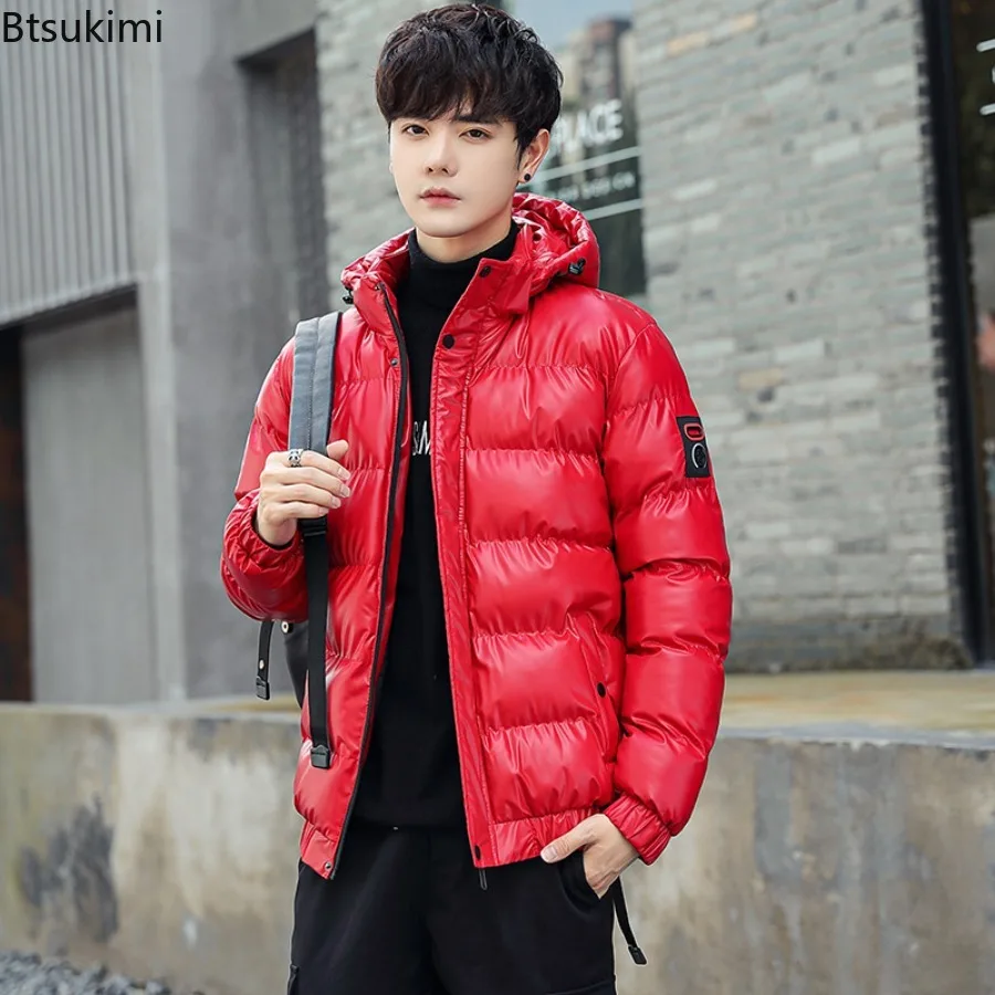 Men's Parkas Winter Jacket Mens Stand Collar Fashion New WarmThickened Hooded Waterproof Puffer Jacket Solid Casual Streetwear