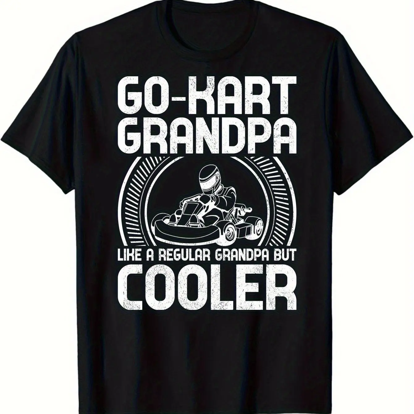 

Men's "Go-Kart Grandpa" Pattern T-shirt - Cool Design Pure Cotton Casual and Comfortable