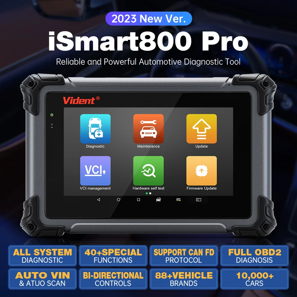 Vident iSmart800Pro Car Scanner All System Diagnosis 40 Reset Function OBDII Full Function Key Fob Programming Scanner Tool