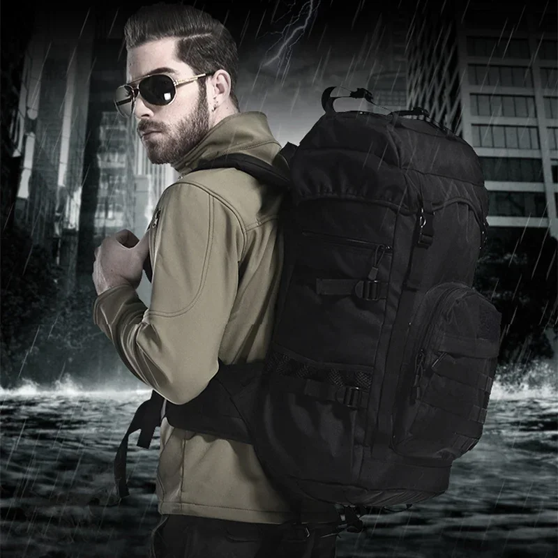 Imagem -06 - Mochilas de Nylon de Grande Capacidade para Homens Escalada Caminhada Viagem Impermeável Mochila 50 Litros