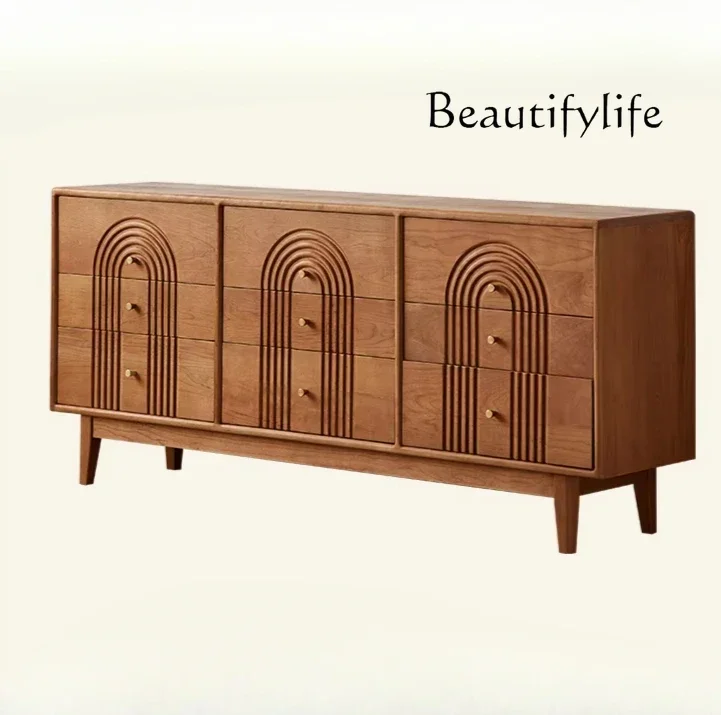 

N Cherry wood Bowen nine chest cabinet Nordic Japanese storage side cabinet integrated multi-functional storage cabinet