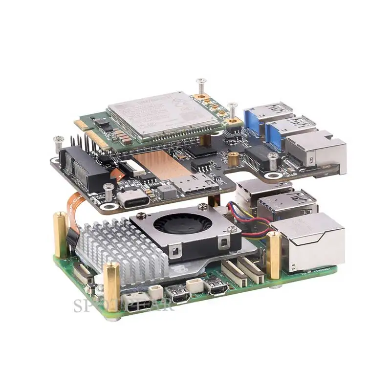 Raspberry Pi 5 Gigabit Ethernet Hub USB, 4G, PCIe para MinipCIe, RJ45, HAT, SIM7600G-H, EG25-G