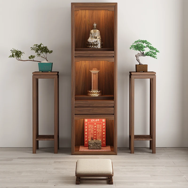 New Chinese-style solid wood household three-layer Buddhist shrine offering table New Chinese-style simple Guanyin