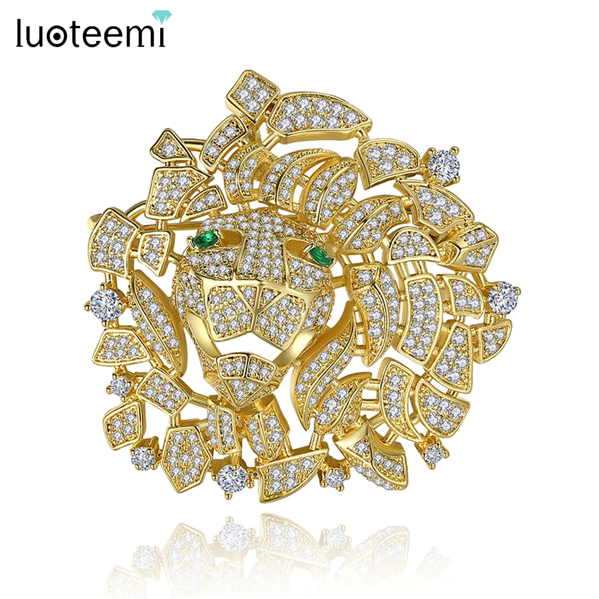 

LUOTEEMI Fashion Big Lion Shape Brooch for Women Cute Animal Crystal Rhinestone Pin Brooch Jewelry Gift For Girl Wedding Brooch