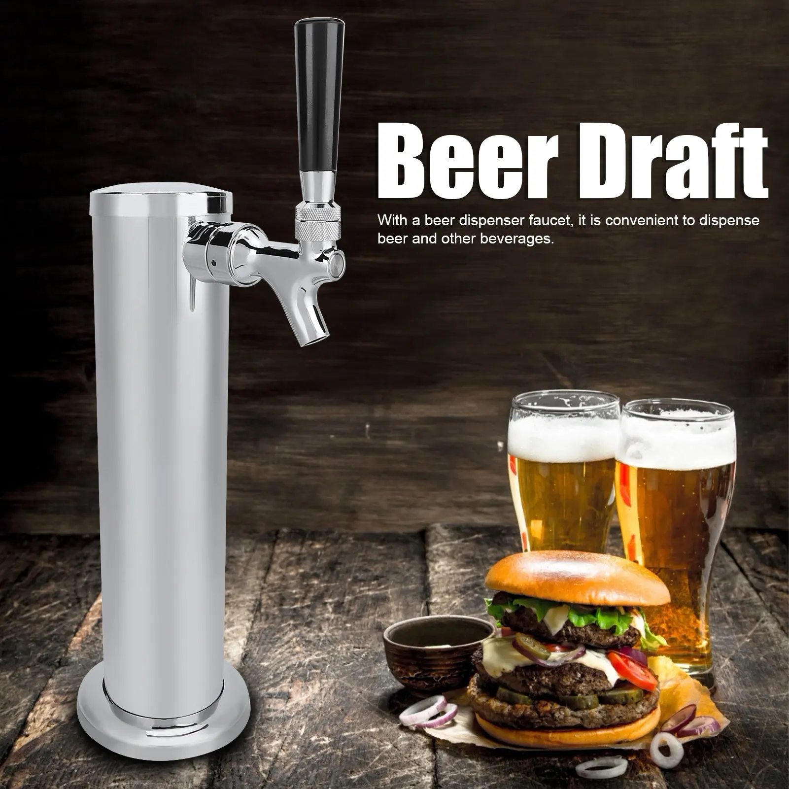 

Stainless Steel Beer Draft Stainless Steel Beer Draft Tower with Single Faucet Dispenser Home Brewing Equipment