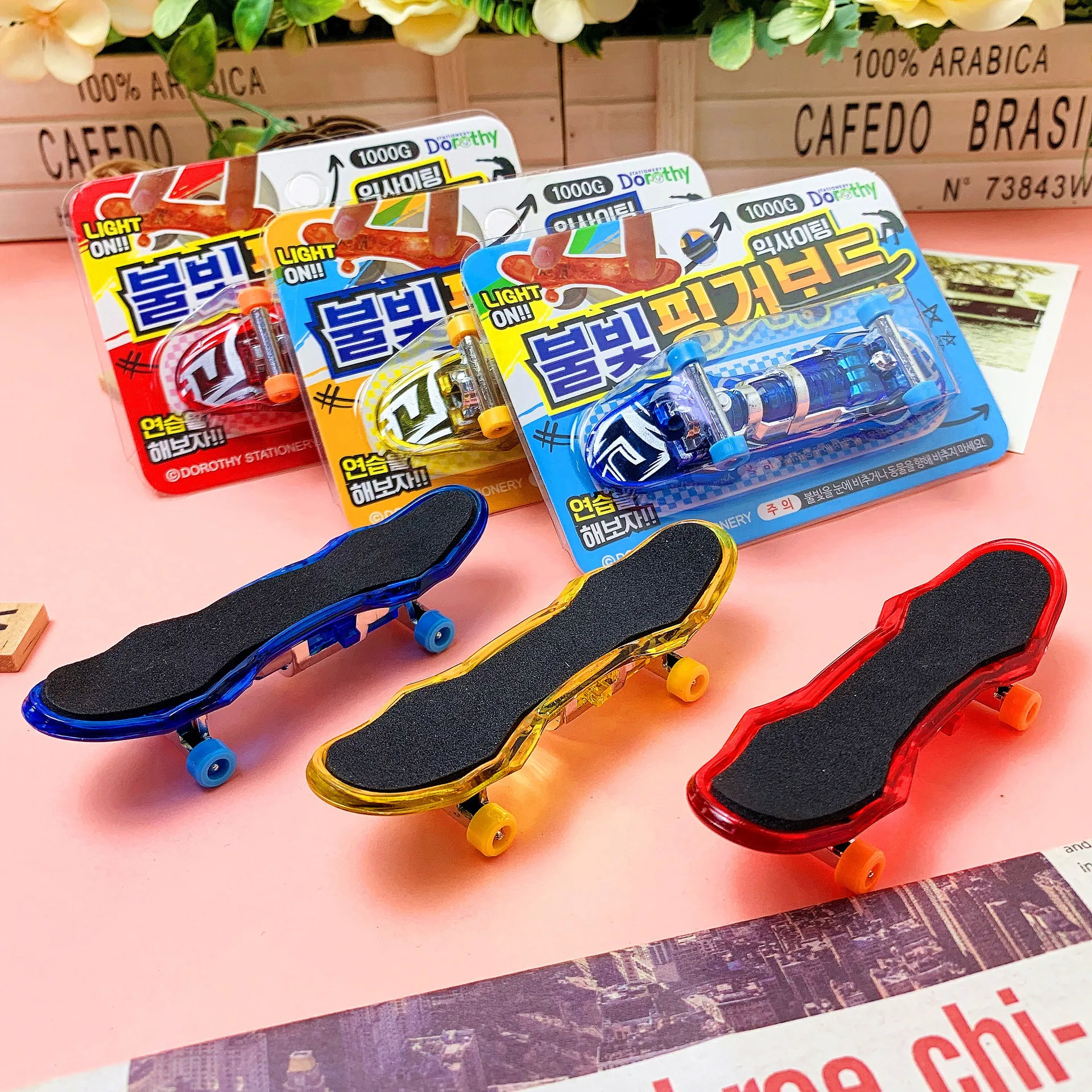 

Novelty Puzzle Finger Skateboard Fingerboard Toy With Projection Lights Anti Stress Sensory Toys For Boy Kids Funny Skate Gift