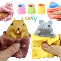 Ovly taza de ardilla exprimidora, juguetes de descompresión, Fidget, antiestrés, sensorial, alivia el estrés, regalo loco para niños y adultos