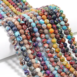 Natural Emperor Stone Beads Multicolor Round Jade Spacer Charms Bead for Jewelry Making DIY Bracelet Necklace Accessories