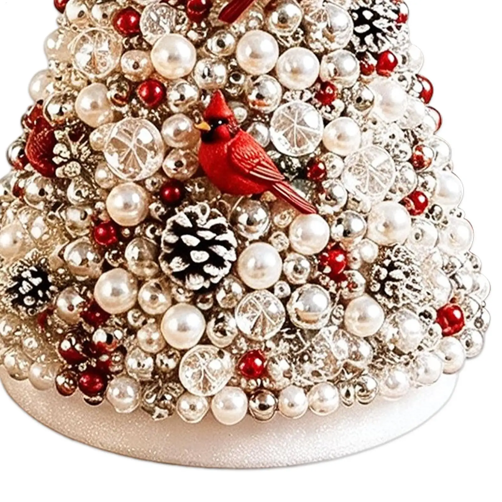 Beaded Christmas Tree Kit Pearl Red Bird Charm Making Crafts Christmas Tree Bead Kit for Holiday Nativity House Wall Tabletop - view 3