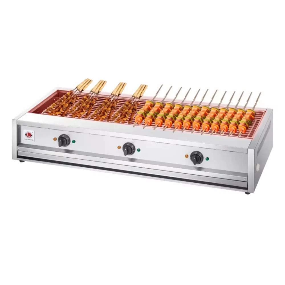 Commercial Smokeless Single‑Layer Electric Grill, Stainless Steel Electric Griddle for Kebab, Meat & Vegetables