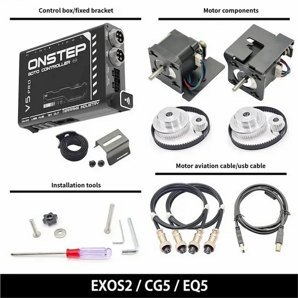 Terrans Industry GOTO Onstep V5 Pro / Lite EXOS2 / EQ3D Kit de montaje ecuatorial GOTO guía de seguimiento accesorios de fotografía